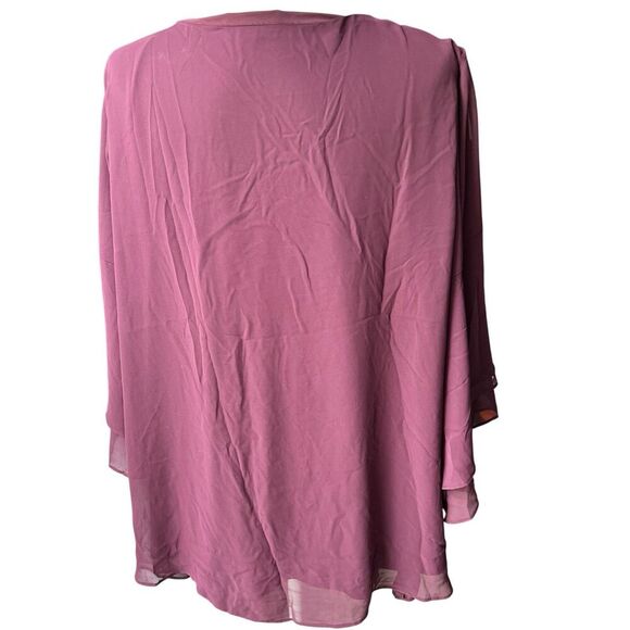 Lane Bryant Top Womens 22/24‎ Flutter Sleeves Purple Flowy Soft Romantic overlay - Picture 4 of 8
